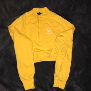 Never worn ,Yellow quarter zip cropped sweater